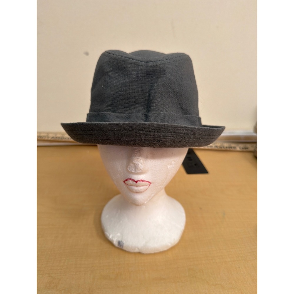 Charcoal Gray Cotton Canvas Trilby Fedora Hat Style 5135 Pinched Crown